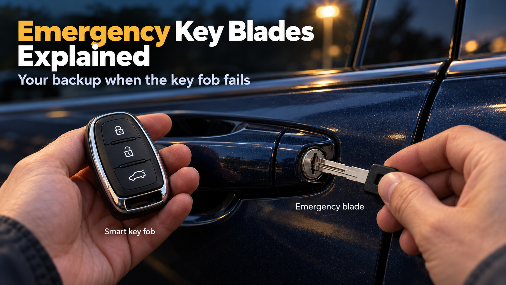 Emergency key blade unlocking car door