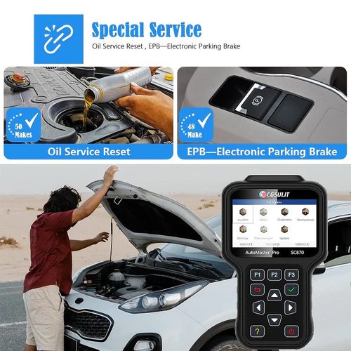 CGSULIT SC870 OBD2 Diagnostic Scanner for EPB and Oil Reset Tools Car Code Reader for Worldwide Makes