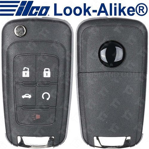 Ilco Chevrolet Camaro Cruze Equinox Malibu Sonic Remote Flip Key - 5B Trunk / Starter - FLIP-GM-5B2HS