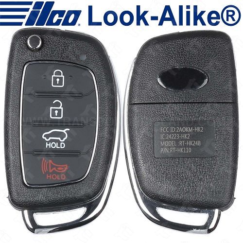Ilco Hyundai Remote Flip Key - 4B Hatch - FLIP-HYUN-4B4 - HY18R - Replaces: TQ8-RKE-4F31