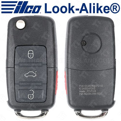 Ilco Volkswagen Flip Key - 4B Trunk - FLIP-VW-4B1 / 4B4 - Replaces: 1J0959753F