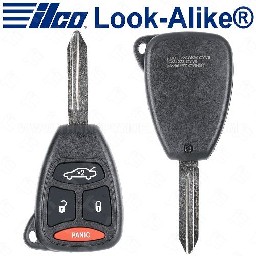 Ilco Chrysler Dodge Jeep Remote Head Key 4B Trunk - Replaces KOBDT04A - RHK-CHRY-4B2