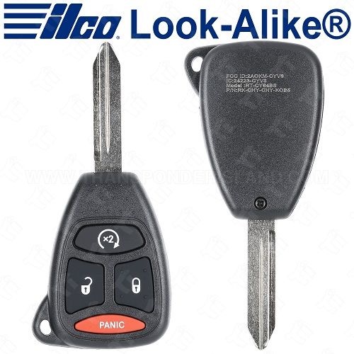 Ilco Chrysler Dodge Remote Head Key 4B Starter - Replaces 13AA T04A - RHK-CHRY-4B3