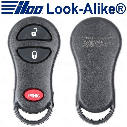 Ilco Chrysler Dodge Keyless Entry Remote - 3B - RKE-CHRY-3B1 - Replaces: GQ43VT17T