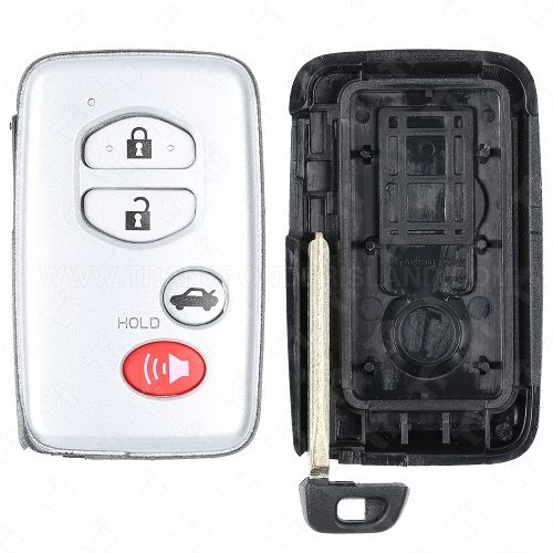 2007 - 2010 Toyota Camry Avalon Smart Key Shell Case - Silver - 4B Trunk with Emergency Key