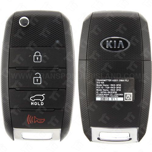 2015 - 2018 Kia Sedona Remote Flip Key 4B Hatch Gen 2 - TQ8-RKE-4F19 (YP 4BT) - KK10 High Security